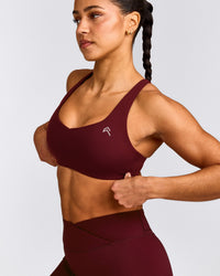 EasyLift™ Cross Back Sports Bra with Grey Logo | Rosewood