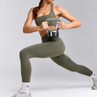 EasyLift™ Halter Bralette with Grey Logo | Alpine Green