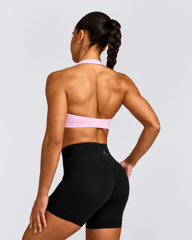 EasyLift™ Halter Bralette with Grey Logo | Chalk Pink