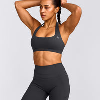 EasyLift™ Halter Bralette with Grey Logo | Coal