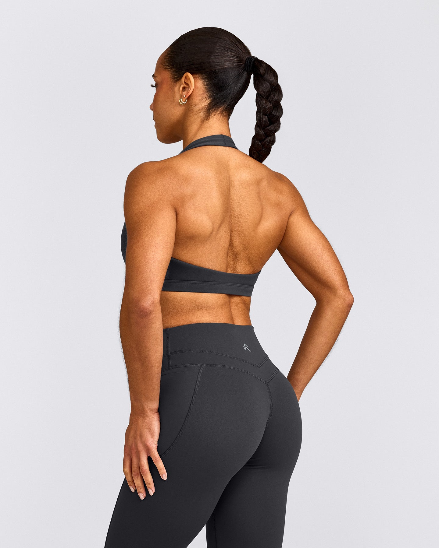 EasyLift™ Halter Bralette with Grey Logo | Coal