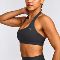 EasyLift™ Halter Bralette with Grey Logo | Coal