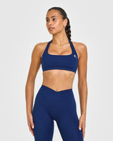 EasyLift™ Halter Bralette with White Logo | Midnight