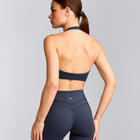 EasyLift™ Halter Bralette with Grey Logo | True Blue