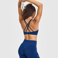 EasyLift™ High Neck Sports Bra with White Logo | Midnight