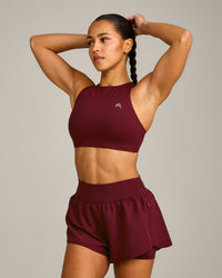 EasyLift™ High Neck Sports Bra with Grey Logo | Rosewood