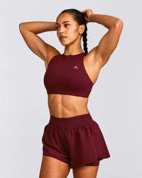 EasyLift™ High Neck Sports Bra with Grey Logo | Rosewood