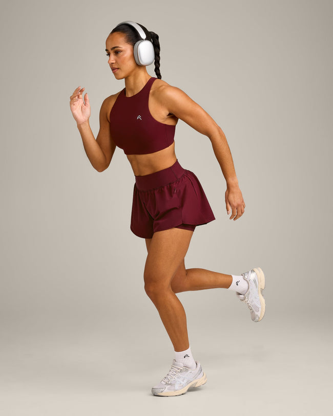 EasyLift™ High Neck Sports Bra with Grey Logo | Rosewood