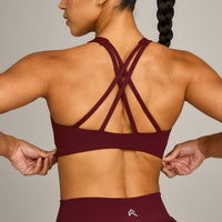 EasyLift™ High Neck Sports Bra with Grey Logo | Rosewood