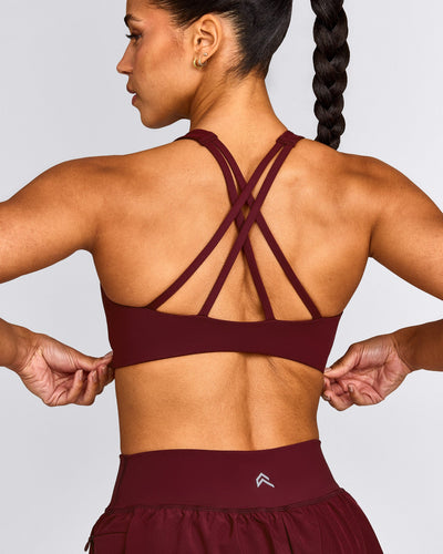 EasyLift™ High Neck Sports Bra with Grey Logo | Rosewood