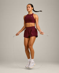 EasyLift™ High Neck Sports Bra with Grey Logo | Rosewood