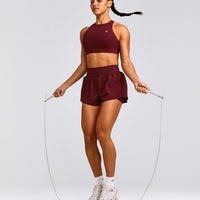 EasyLift™ High Neck Sports Bra with Grey Logo | Rosewood