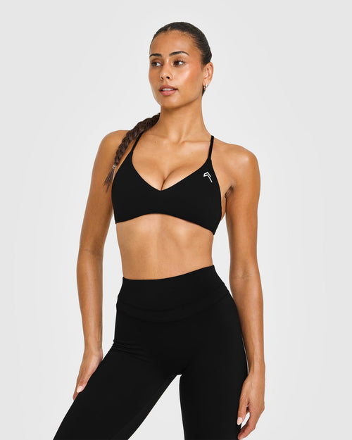 Oner Modal EasyLift™ Ultra Minimal Bralette with White Logo | Black