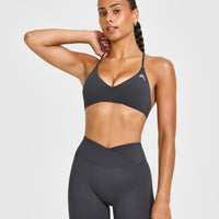 EasyLift™ Ultra Minimal Bralette with White Logo | Coal