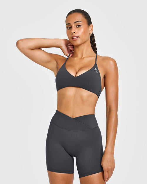 Oner Modal EasyLift™ Ultra Minimal Bralette with White Logo | Coal