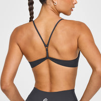 EasyLift™ Ultra Minimal Bralette with White Logo | Coal