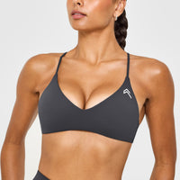 EasyLift™ Ultra Minimal Bralette with White Logo | Coal