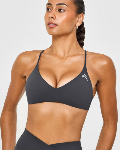 EasyLift™ Ultra Minimal Bralette with White Logo | Coal