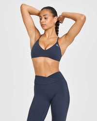 EasyLift™ Ultra Minimal Bralette with White Logo | True Blue