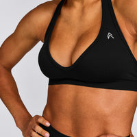 EffortlessLift™ Seamless Halter Neck Sports Bra New Branding | Black