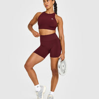 EffortlessLift™ Seamless Shorts with White Logo | Rosewood