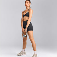 EnhanceLift™ Seamless Minimal Halter Neck Bralette with Grey Logo | Coal