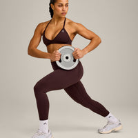 EnhanceLift™ Seamless Minimal Halter Neck Bralette with Grey Logo | Plum Brown