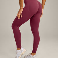 EnhanceLift™ Seamless Leggings with Grey Logo | Burnt Maroon