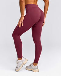 EnhanceLift™ Seamless Leggings with Grey Logo | Burnt Maroon Red