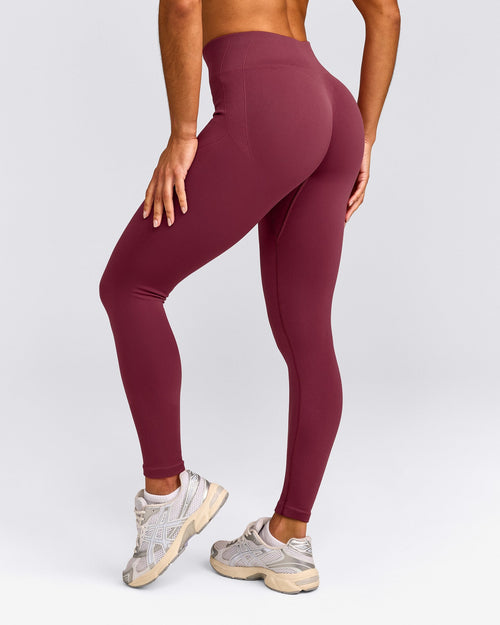 EnhanceLift™ Seamless Leggings with Grey Logo | Burnt Maroon
