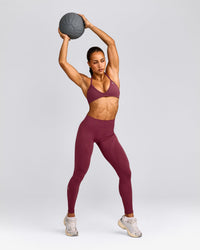 EnhanceLift™ Seamless Leggings with Grey Logo | Burnt Maroon Red
