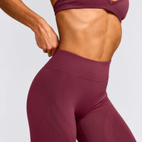 EnhanceLift™ Seamless Leggings with Grey Logo | Burnt Maroon Red