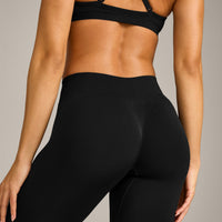 EnhanceLift™ Seamless Leggings with Grey Logo | Black