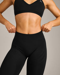 EnhanceLift™ Seamless Leggings with Grey Logo | Black