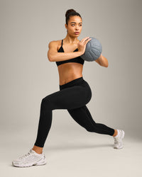 EnhanceLift™ Seamless Leggings with Grey Logo | Black