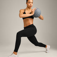 EnhanceLift™ Seamless Leggings with Grey Logo | Black