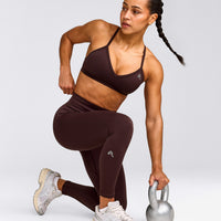 EnhanceLift™ Seamless Leggings with Grey Logo | Plum Brown