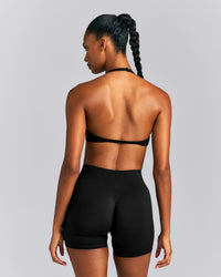 EnhanceLift™ Seamless Minimal Halter Neck Bralette | Black