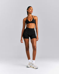 EnhanceLift™ Seamless Minimal Halter Neck Bralette | Black