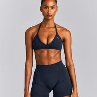 EnhanceLift™ Seamless Minimal Halter Neck Bralette | True Blue