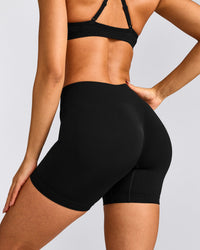 EnhanceLift™ Seamless Shorts with Grey Logo | Black