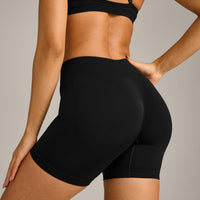 EnhanceLift™ Seamless Shorts with Grey Logo | Black
