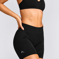 EnhanceLift™ Seamless Shorts with Grey Logo | Black