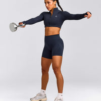 EnhanceLift™ Seamless Shorts with Grey Logo | True Blue