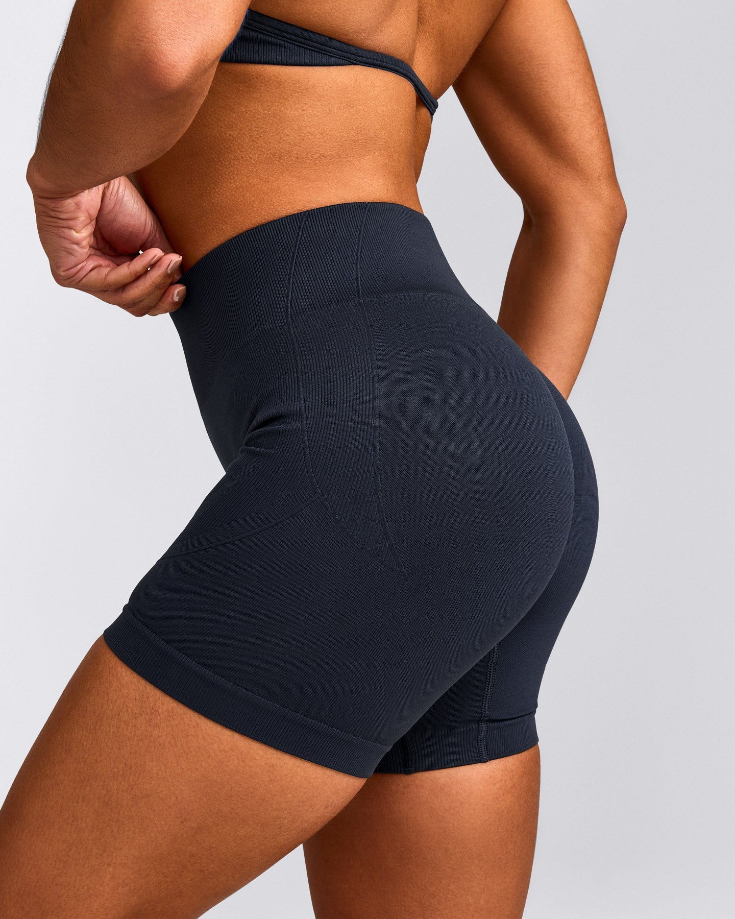 EnhanceLift™ Seamless Shorts with Grey Logo | True Blue