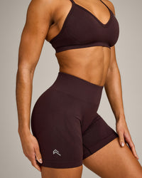 EnhanceLift™ Seamless Shorts with Grey Logo | Plum Brown