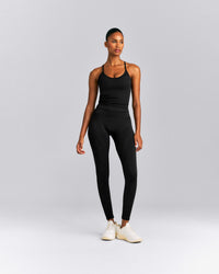 EnhanceLift™ Seamless Strappy Racer Vest with Built in Bra New Branding | Black