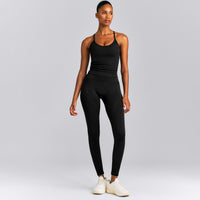 EnhanceLift™ Seamless Strappy Racer Vest with Built in Bra New Branding | Black