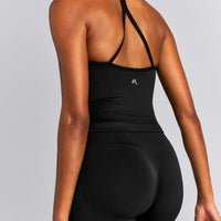 EnhanceLift™ Seamless Strappy Racer Vest with Built in Bra New Branding | Black