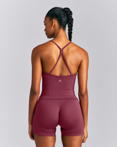 EnhanceLift™ Seamless Strappy Racer Vest with Built in Bra New Branding | Burnt Maroon Red